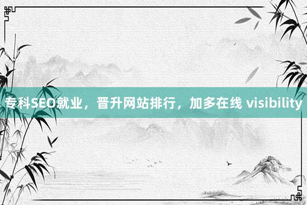 专科SEO就业，晋升网站排行，加多在线 visibility