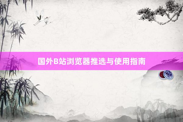 国外B站浏览器推选与使用指南