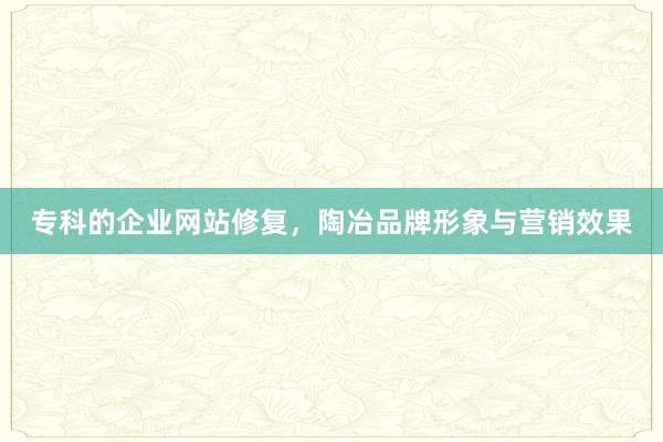 专科的企业网站修复，陶冶品牌形象与营销效果